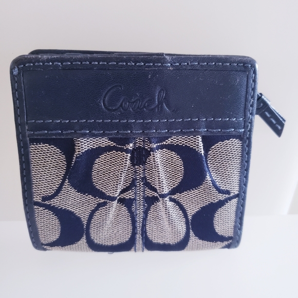 COACH Monogram Leather & Canvas Small Bifold Wallet - Picture 2 of 11